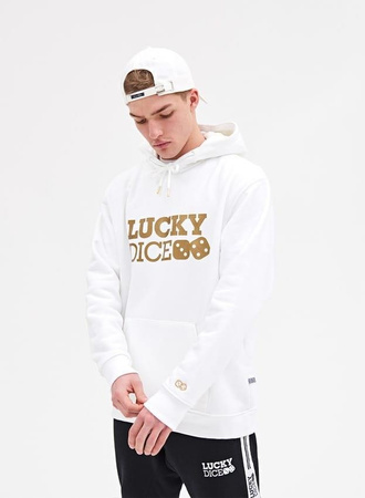 BLUZA Lucky Dice HOODIE LOGO GOLD (WHITE)