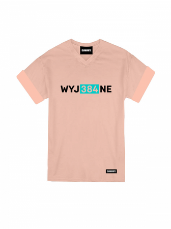 Koszulka 'WYJ384NE' - V-neck T-Shirt Damski - Łososiowy Diamante