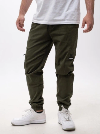 Spodnie Jogger Jigga Wear Ciemne Zielone Stripe Zip Cargo