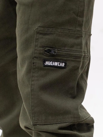 Spodnie Jogger Jigga Wear Ciemne Zielone Stripe Zip Cargo