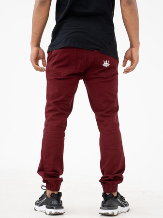 Spodnie Jogger Jigga Wear Crown Stitch Bordowe / Białe