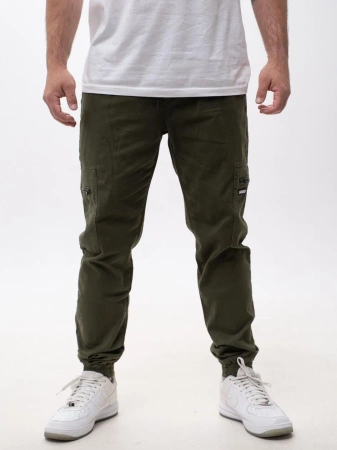 Spodnie Jogger Jigga Wear Ciemne Zielone Stripe Zip Cargo