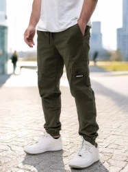 Spodnie Jogger Jigga Wear Ciemne Zielone Stripe Zip Cargo