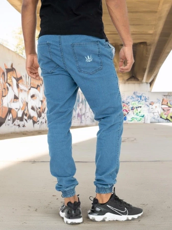 Spodnie Jogger Jigga Wear Crown jeans niebieskie