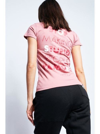 Koszulka 'Stupid People' - T-Shirt Damski - Ciemny Brudny Róż Diamante