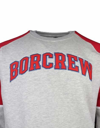 BLUZA BOR COLLEGE REGLAN SZARY CZERWONY