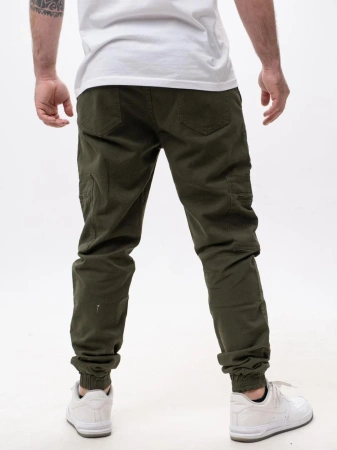 Spodnie Jogger Jigga Wear Ciemne Zielone Stripe Zip Cargo