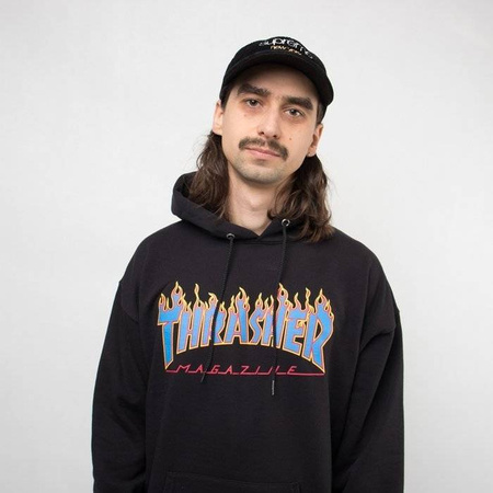 Bluza Kangurka Thrasher HOOD FLAME BLACK BLUE