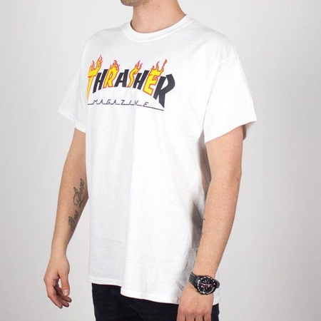 KOSZULKA THRASHER FLAME MAG WHT