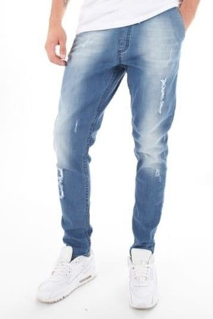 JEANS SSG STRETCH SKINNY GUMA LIGHT Z PRZETARCIAMI
